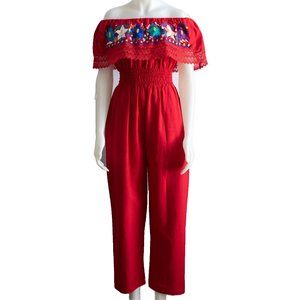 🌸 2 x $49 🌸  Beautiful Mexican Embroidered boho jumpsuit